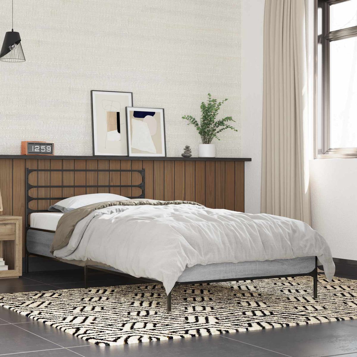 Bed Frame without Mattress Length 200 cm Grey Sonoma 80 cm