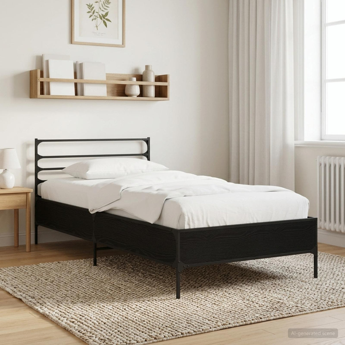 vidaXL Bed Frame Black Oak 80 x 200 cm Engineered Wood 1
