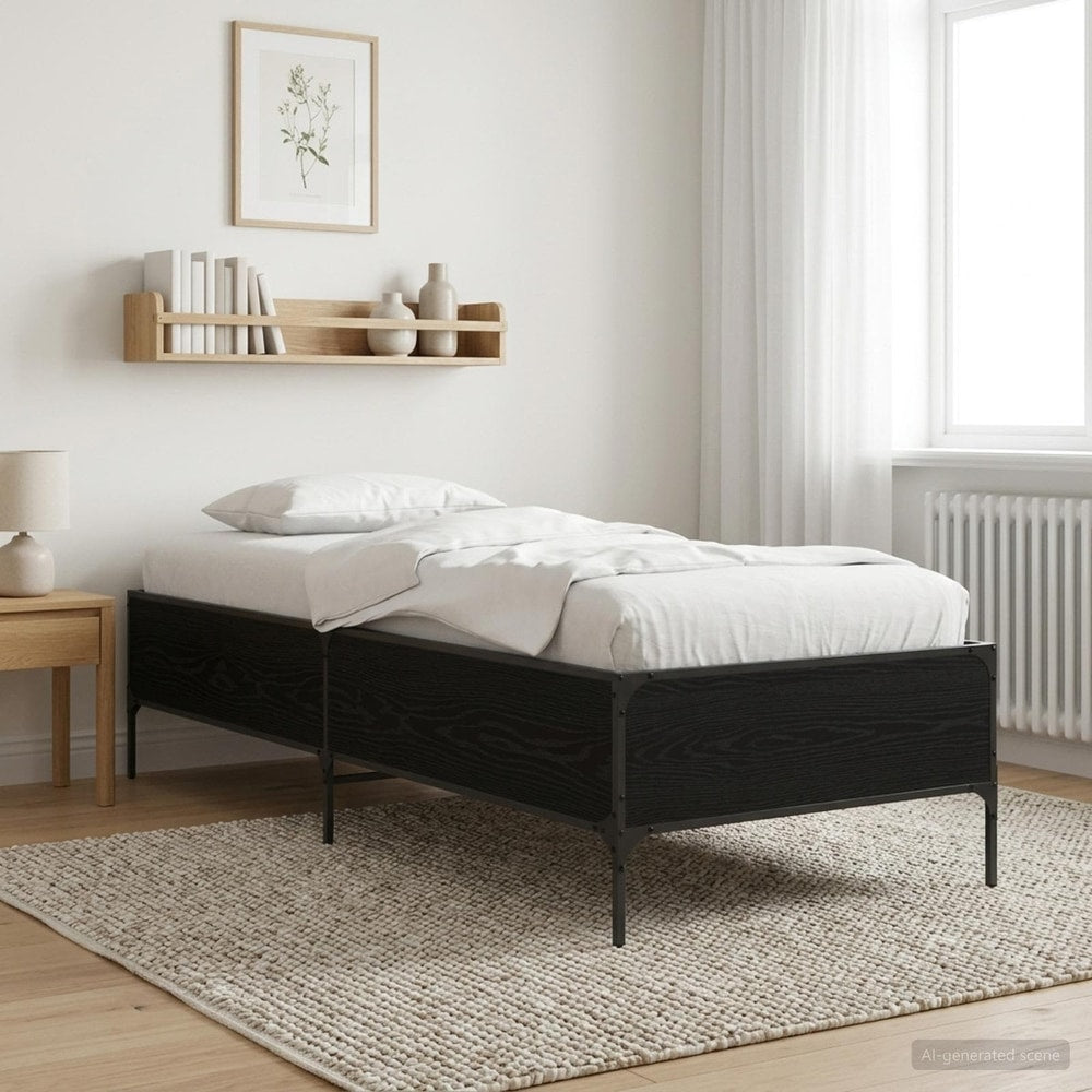 vidaXL Bed Frame Black Oak 80 x 200 cm Engineered Wood 1