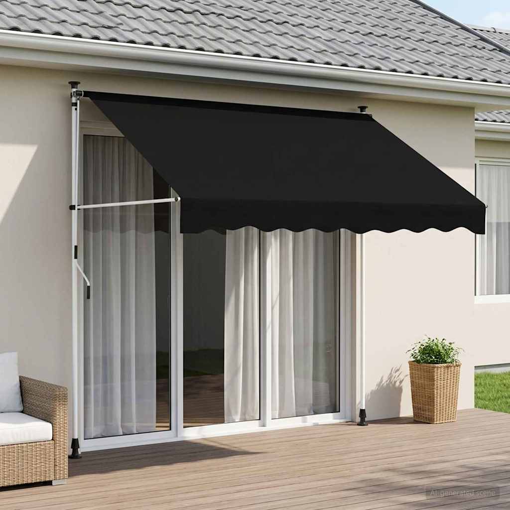 vidaXL Manual Retractable Awning White Frame Width 100 cm