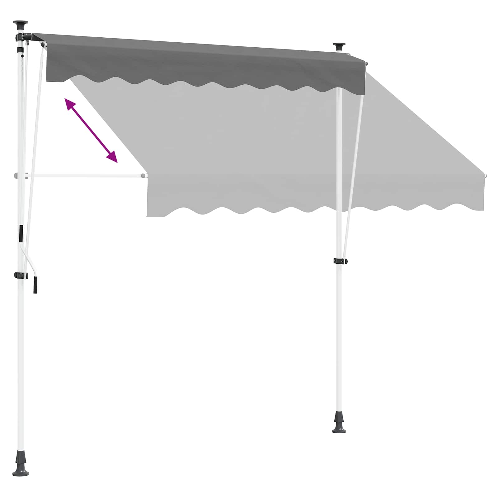 vidaXL Manual Retractable Awning 180 g / m² Polyester with PU Coated 6
