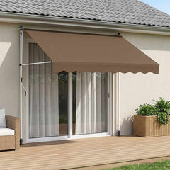 Manual Retractable Awning White frame Width 100 cm Taupe