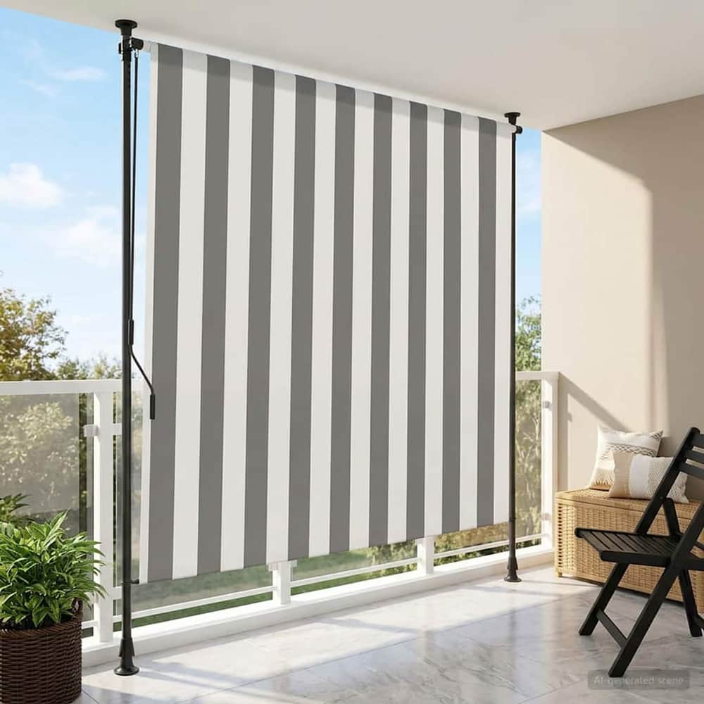 Outdoor Roller Blind 100 x 270 cm Anthracite and white
