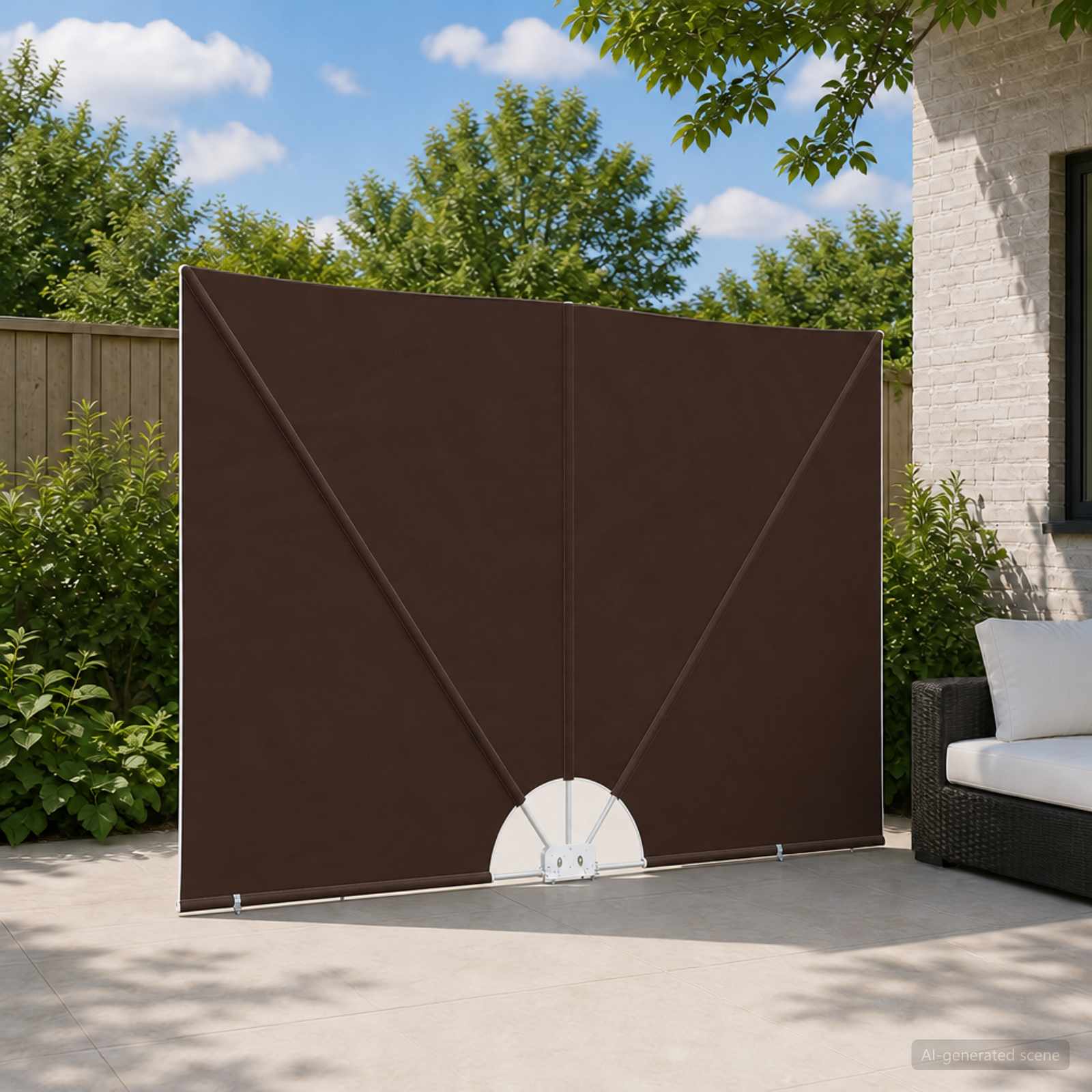 vidaXL Balcony Privacy Screen 150 x 300 cm Polyester Rectangular Brown 1