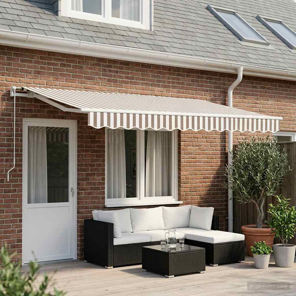 vidaXL Awning Replacement Fabric Light Grey and White 381 x 345 cm 1