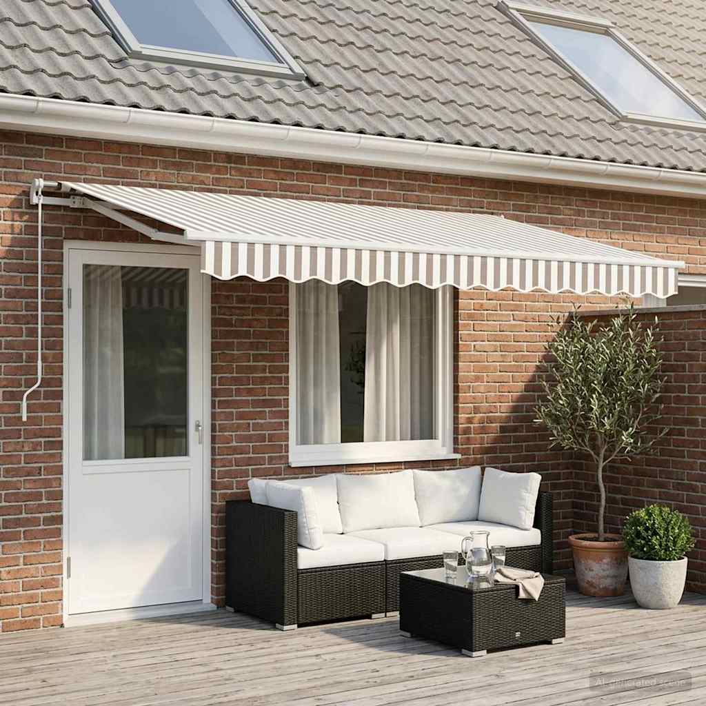 vidaXL Awning Replacement Fabric Light Grey and White 481 x 295 cm 1