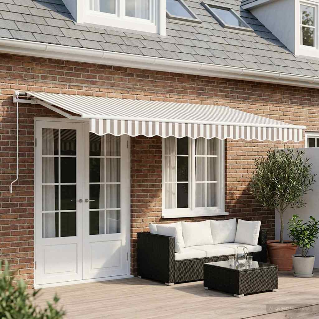 vidaXL Awning Replacement Fabric Light Grey and White 581 x 295 cm 1