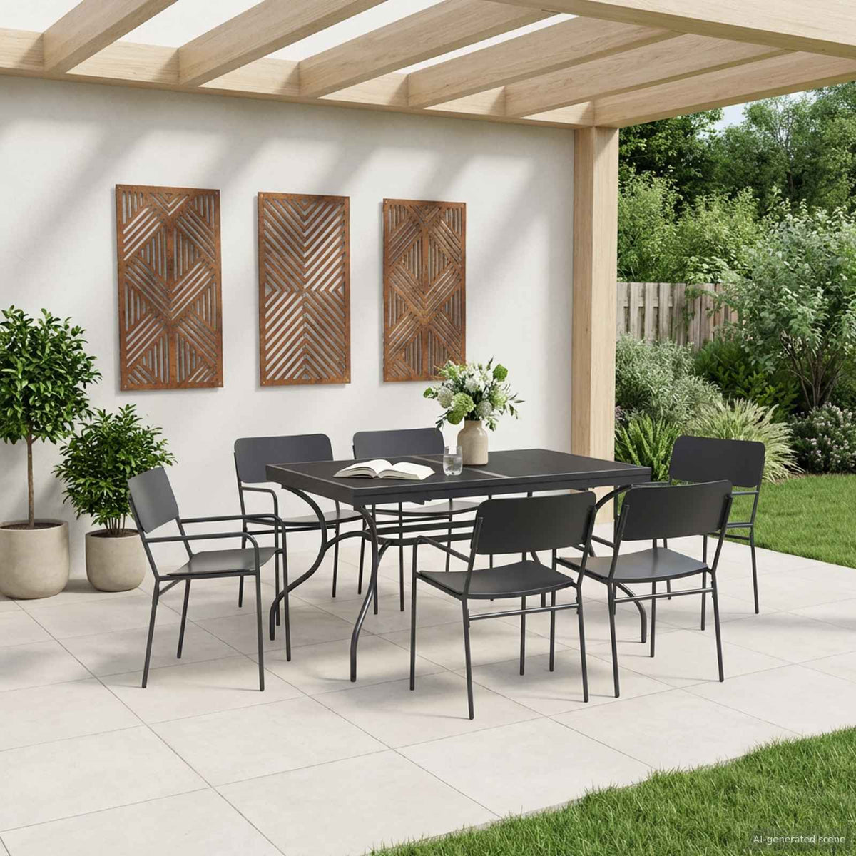 vidaXL Garden Dining Set 7 pcs Anthracite Steel 1