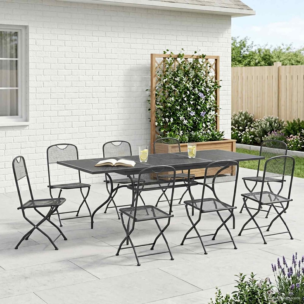 Garden Dining Set 7 pcs Anthracite 212 x 90 x 76 cm 8-Seater