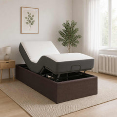 Electric Adjustable Bed Frame Steel Dark brown