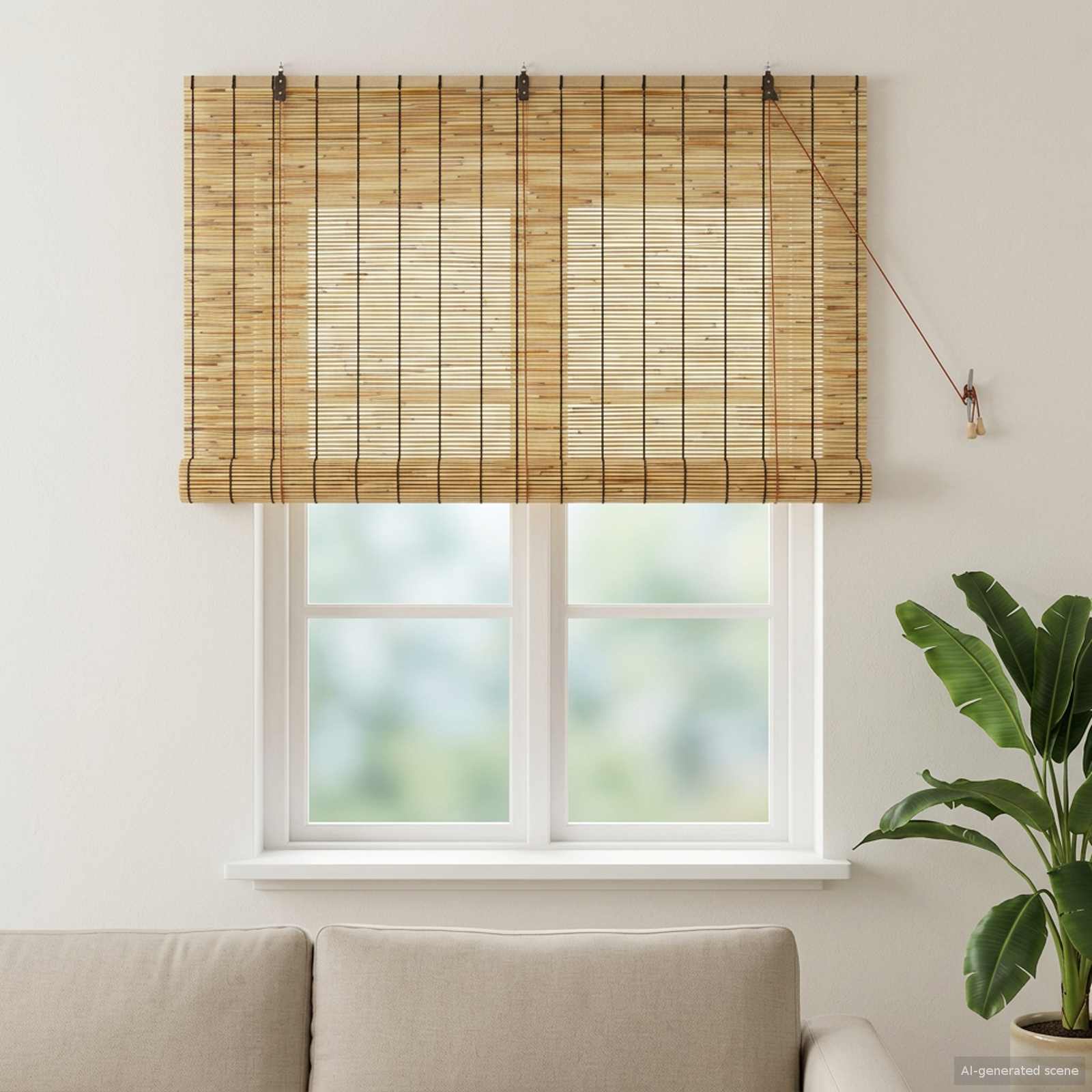 vidaXL Roller Blind Natural 140 x 160 cm Reed 1