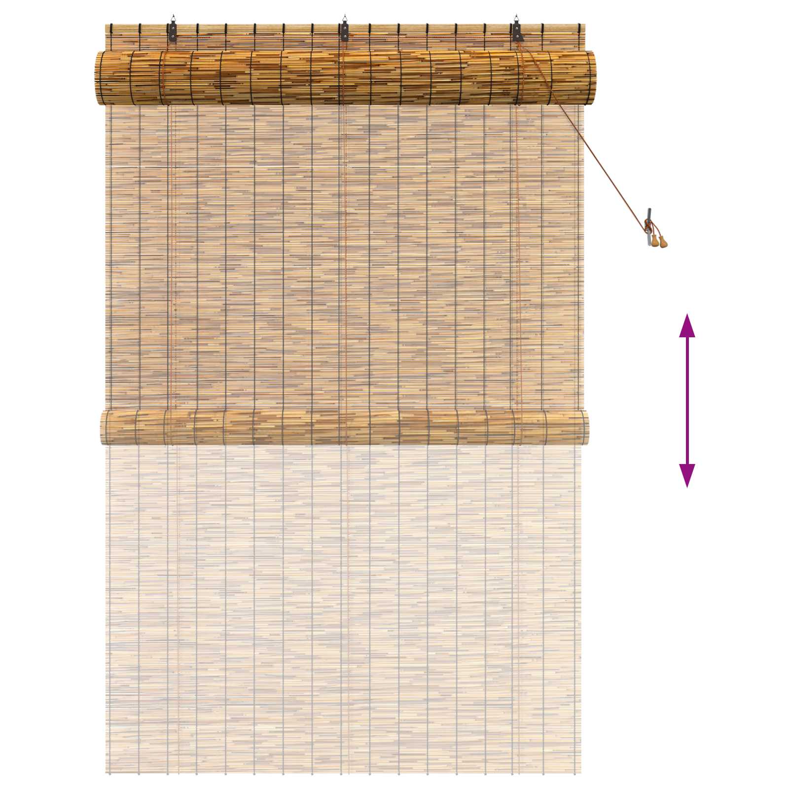 vidaXL Roller Blind Brown 140 x 220 cm Reed 6