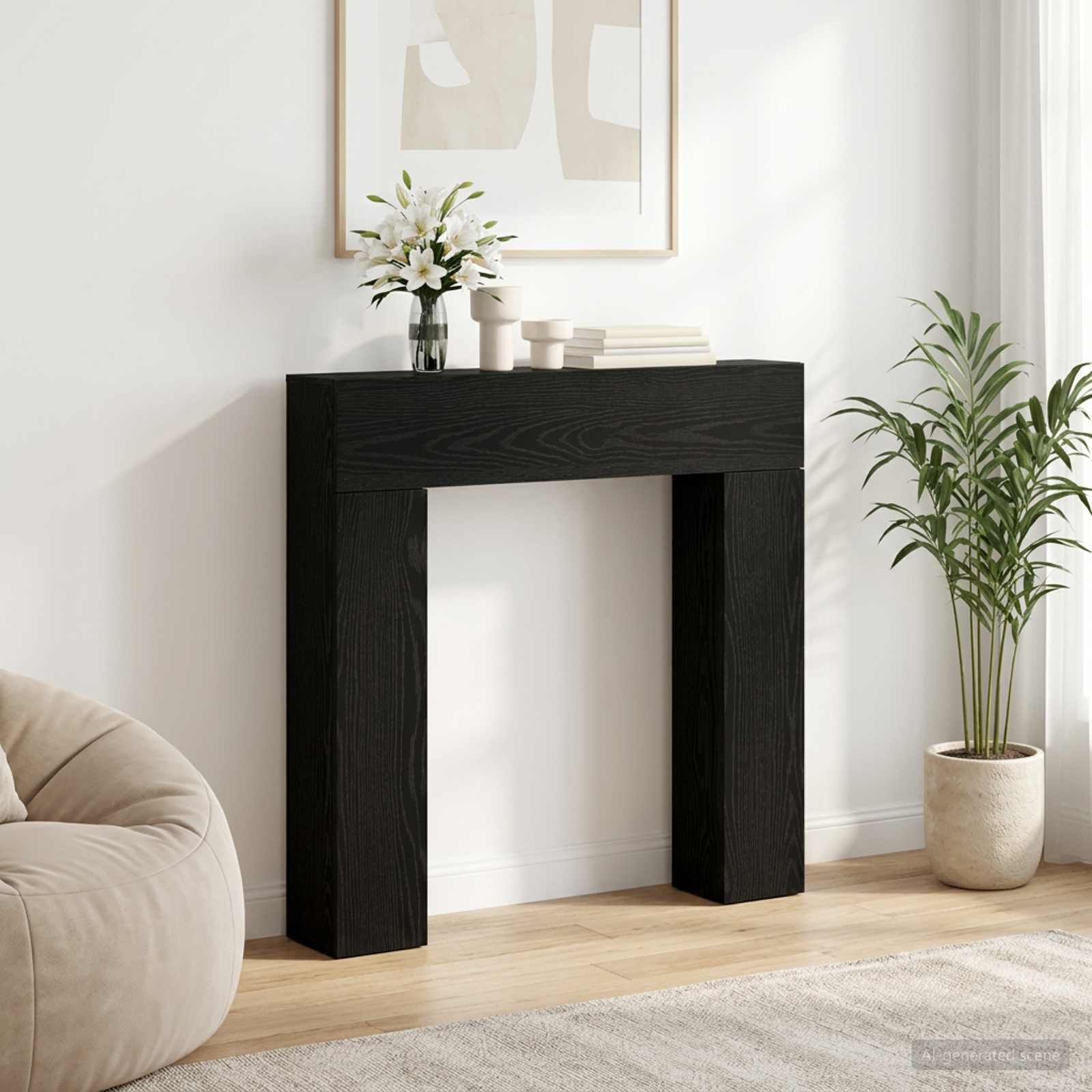 vidaXL Fireplace Surround Black Oak 102 x 18 x 100.5 cm 1