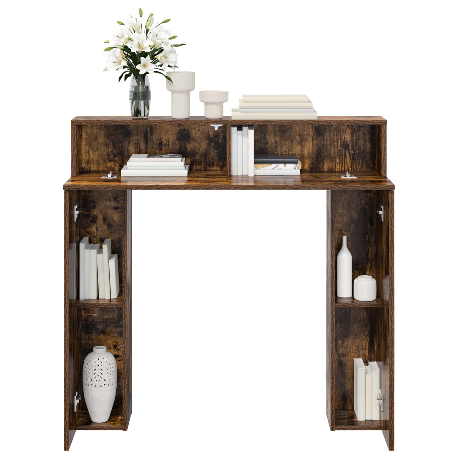 vidaXL Fireplace Surround Smoked Oak 102 x 18 x 100.5 cm 4