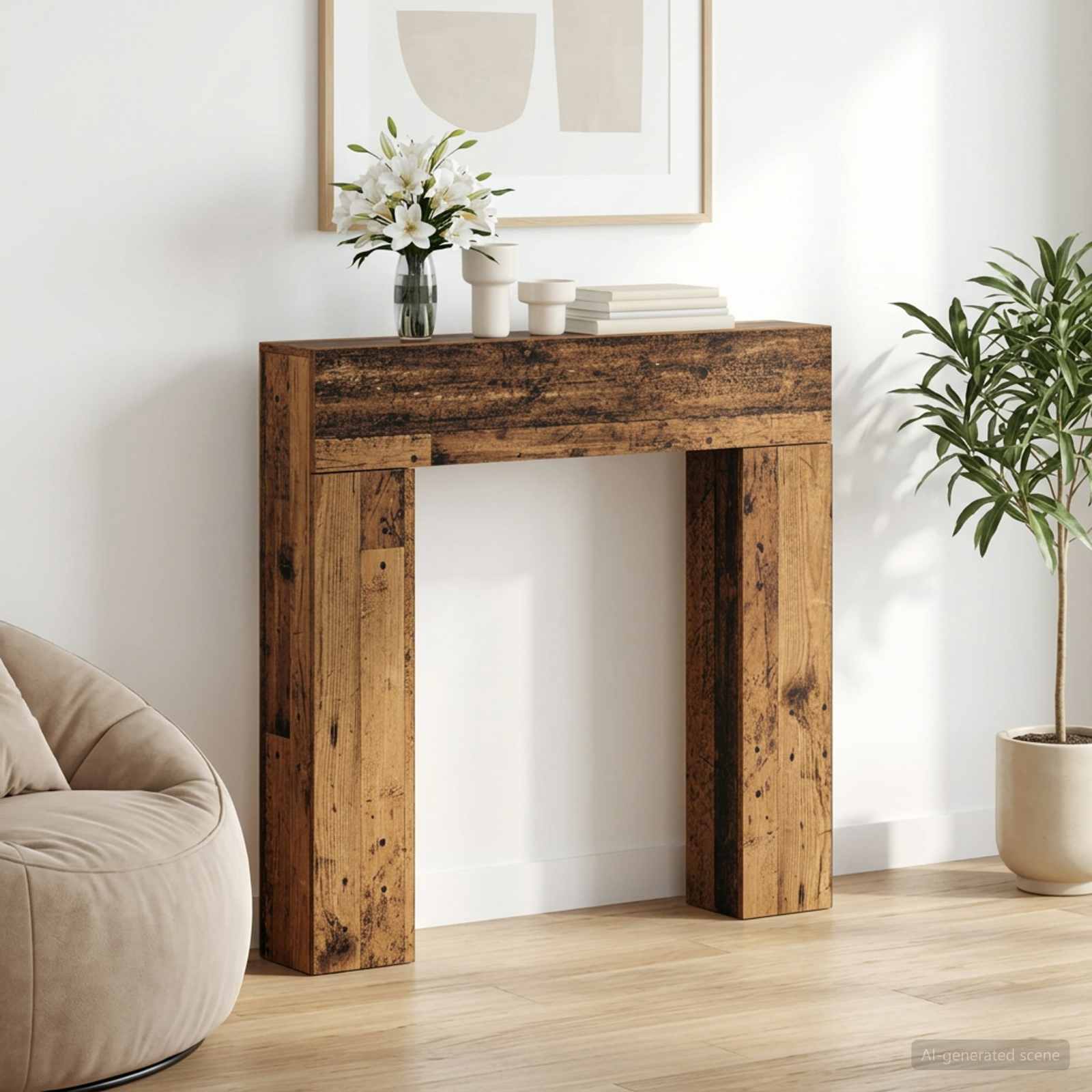 vidaXL Fireplace Surround Old Wood 102 x 18 x 100.5 cm Engineered Wood 1