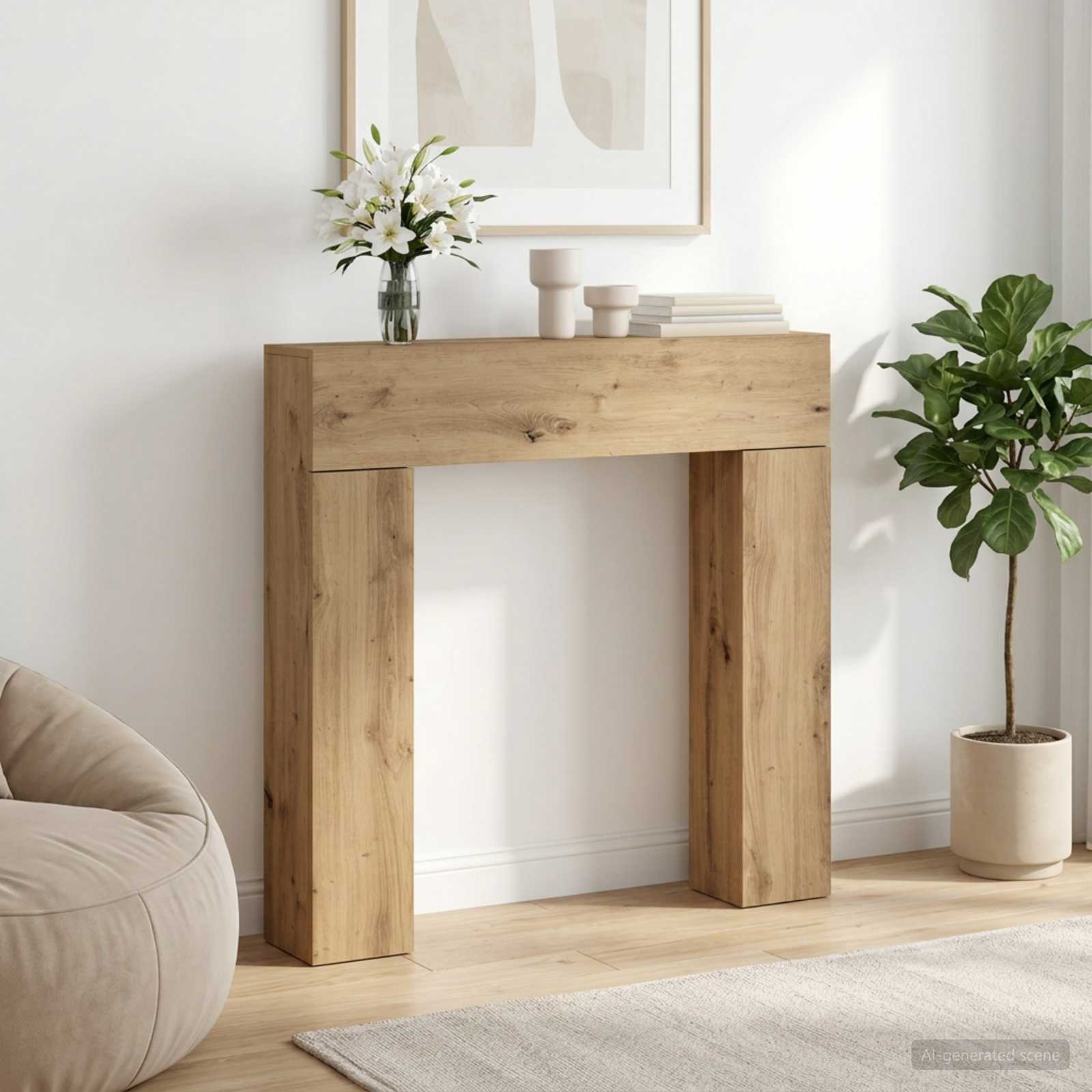 vidaXL Fireplace Surround Artisan Oak 102 x 18 x 100.5 cm 1