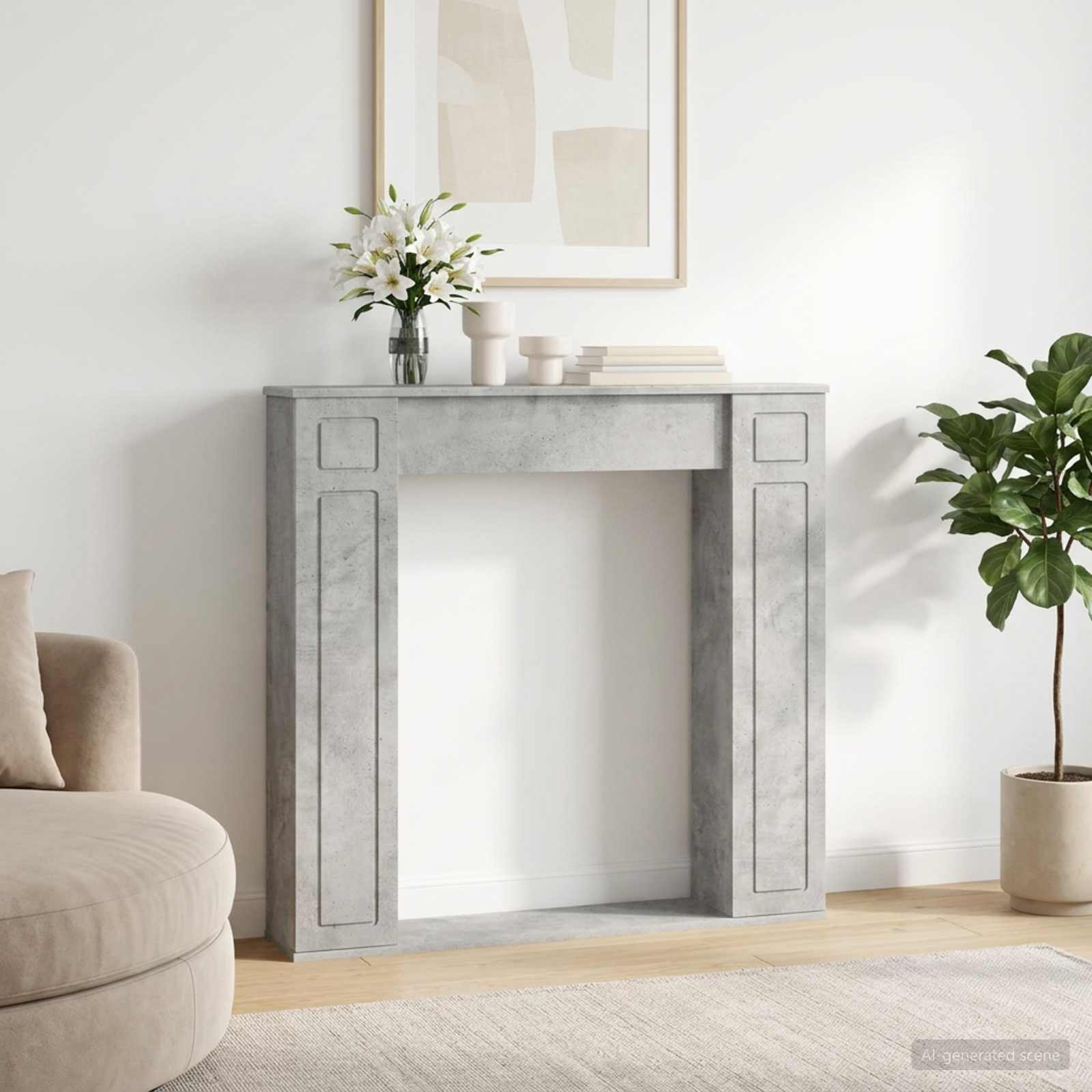 vidaXL Fireplace Surround Concrete Grey 100 x 20 x 100 cm 1