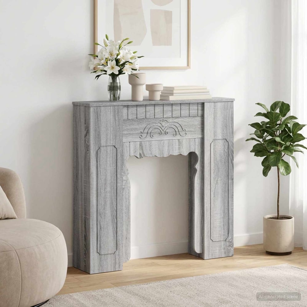 Fireplace Surround 93 x 20 x 89 cm Engineered Wood Grey sonoma