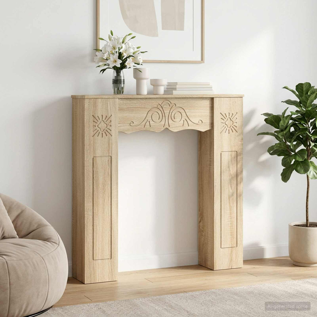 Fireplace Surround 102 x 20 x 102 cm Engineered Wood Sonoma oak