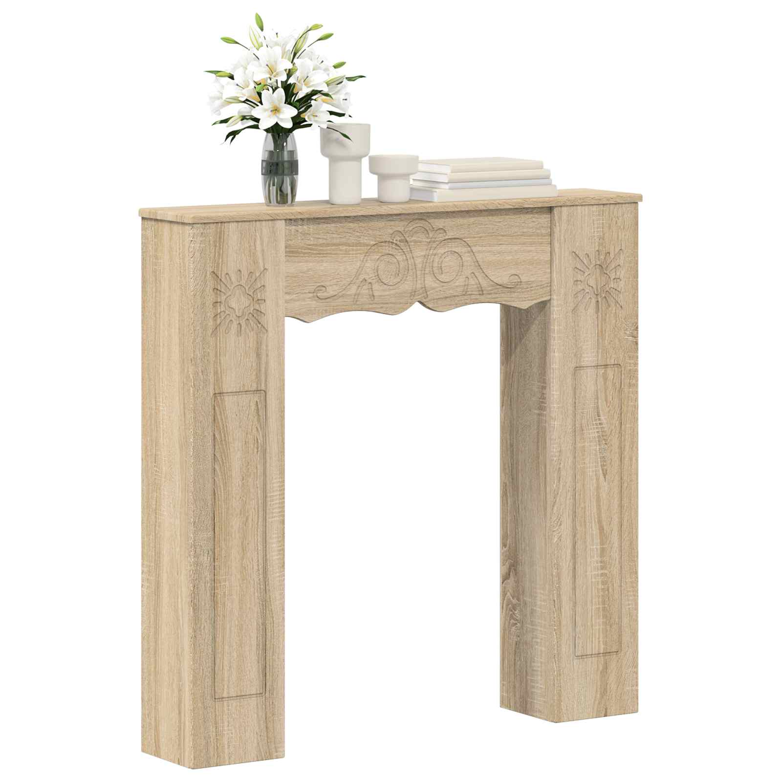 vidaXL Fireplace Surround Sonoma Oak 102 x 20 x 102 cm Engineered Wood 3