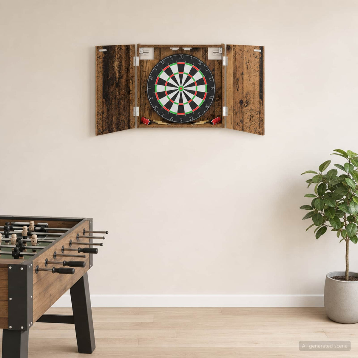 Dartboard Cabinet Engineered Wood in Old Wood