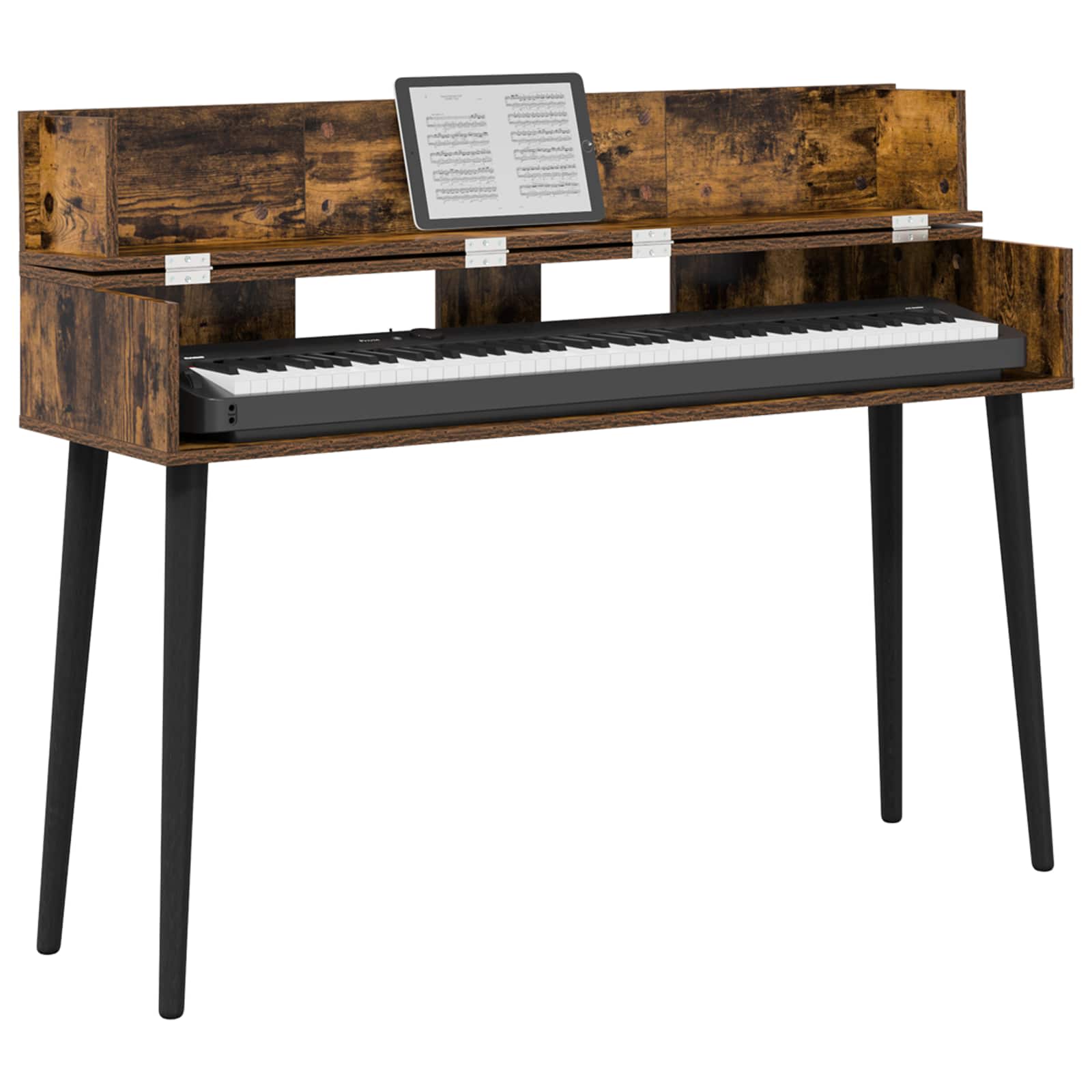 vidaXL Studio Desk Smoked Oak 152 x 40 x 19.5 cm Engineered Wood 3