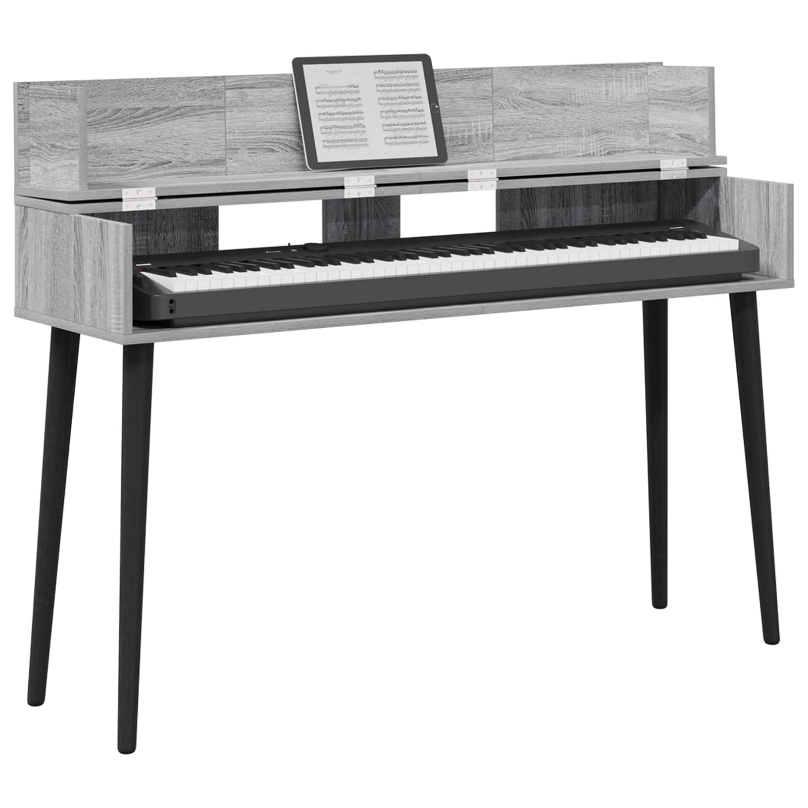 vidaXL Studio Desk Grey Sonoma 152 x 40 x 19.5 cm Engineered Wood 3