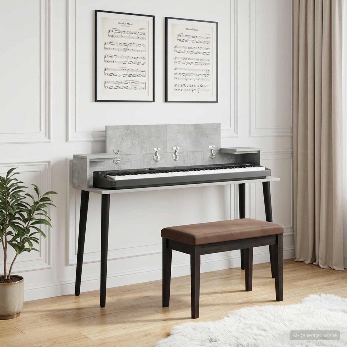 Studio Desk Engineered Wood 152 x 36 x 19.5 cm Concrete grey