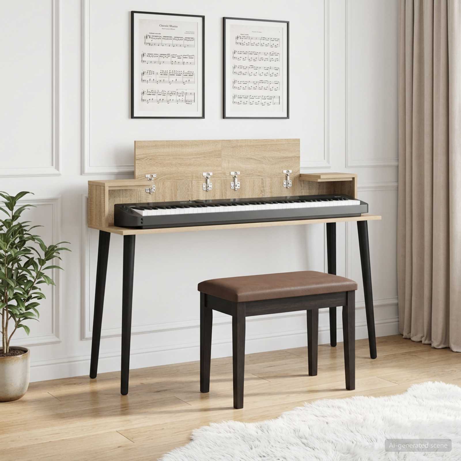 vidaXL Studio Desk Sonoma Oak 130 x 36 x 19.5 cm Engineered Wood 1
