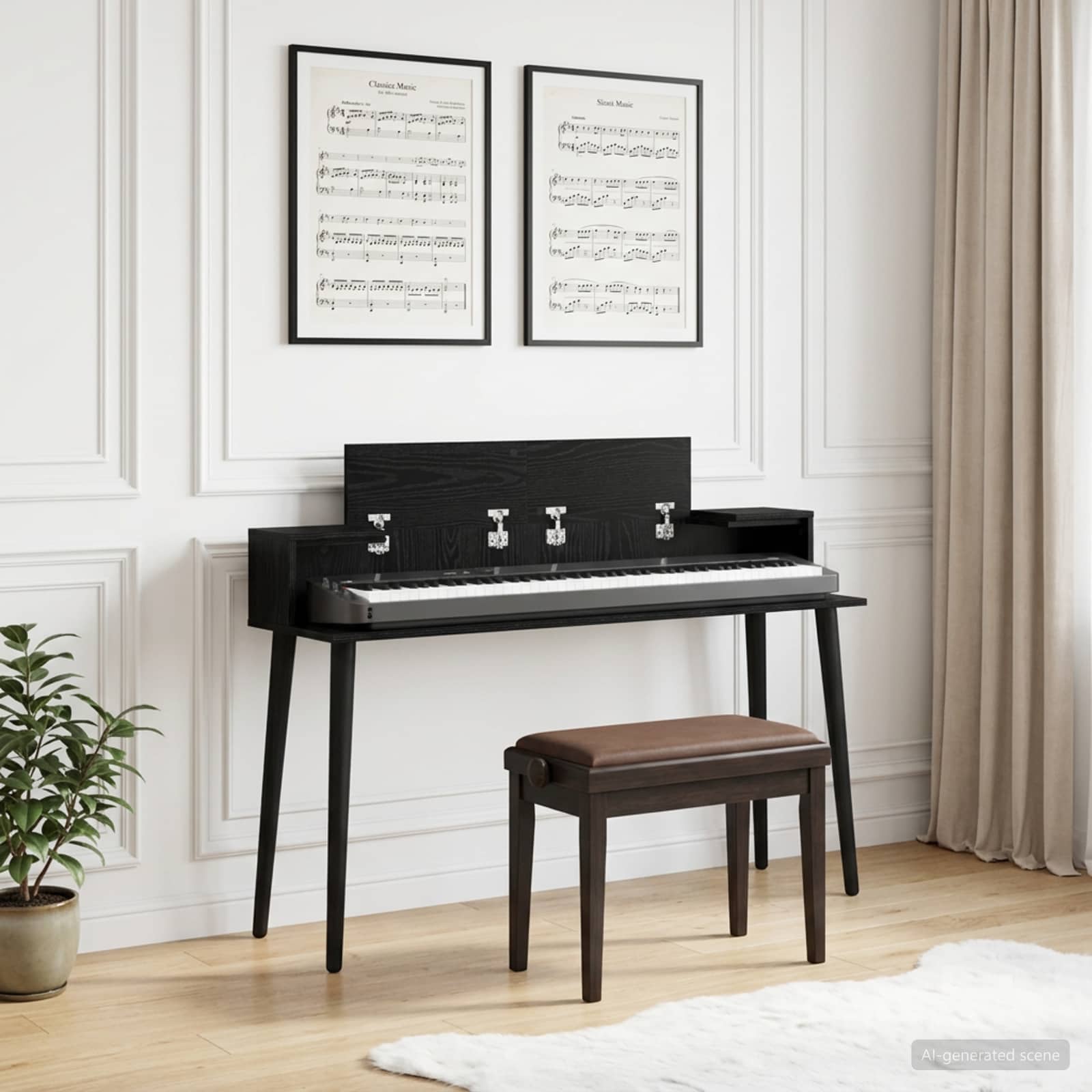 vidaXL Studio Desk Black Oak 110 x 36 x 19.5 cm Engineered Wood 1