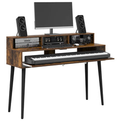 vidaXL Studio Desk Smoked Oak 110 x 42.5 x 36 cm Engineered Wood 3