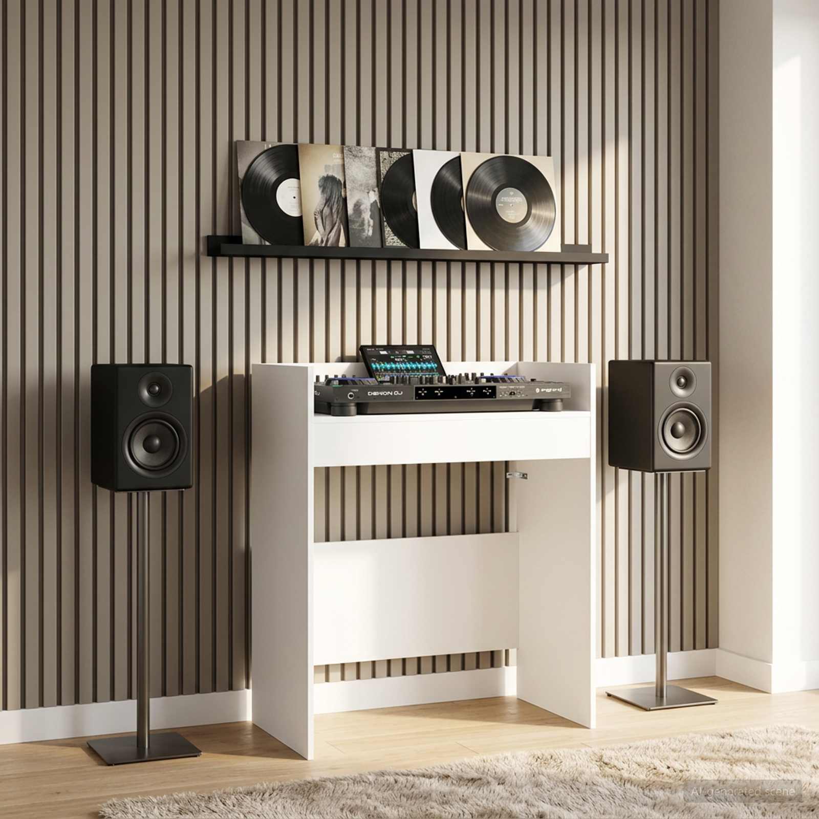 vidaXL DJ Table White 102 x 45 x 102 cm Engineered Wood 1