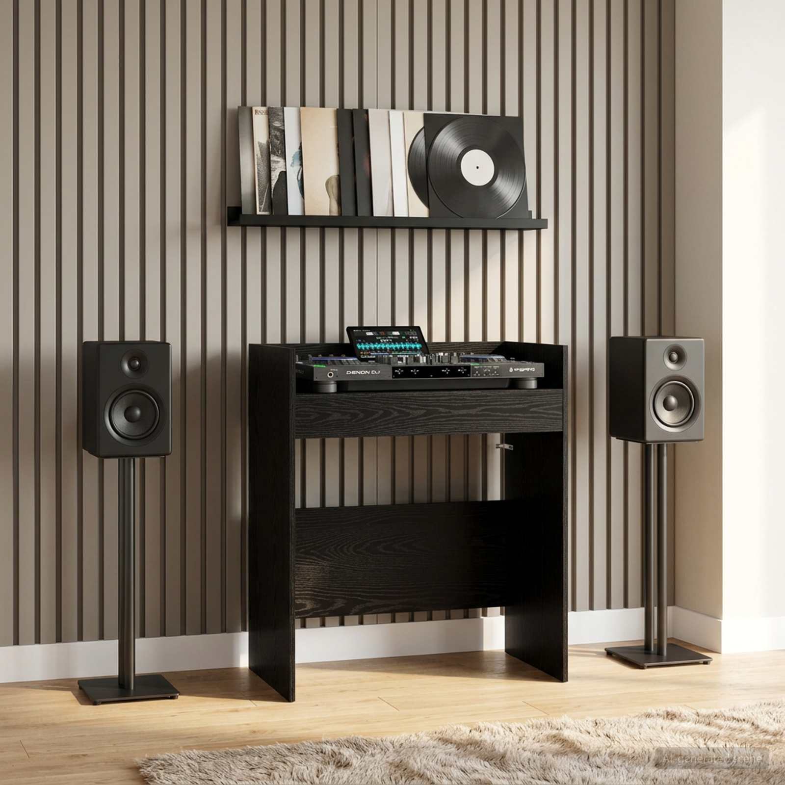 DJ Table Engineered Wood 102 x 45 x 102 cm Black oak