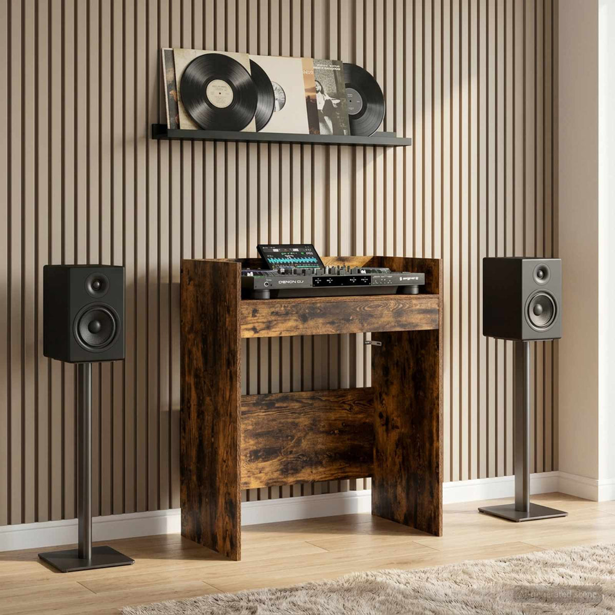 DJ Table Engineered Wood 102 x 45 x 102 cm Smoked oak