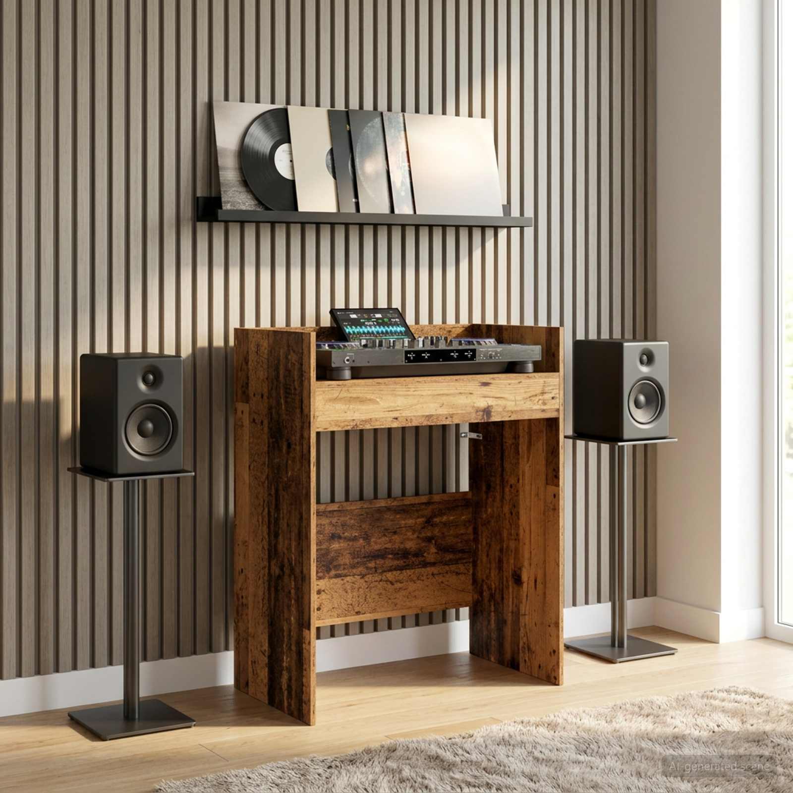 vidaXL DJ Table Old Wood 102 x 45 x 102 cm Engineered Wood 1