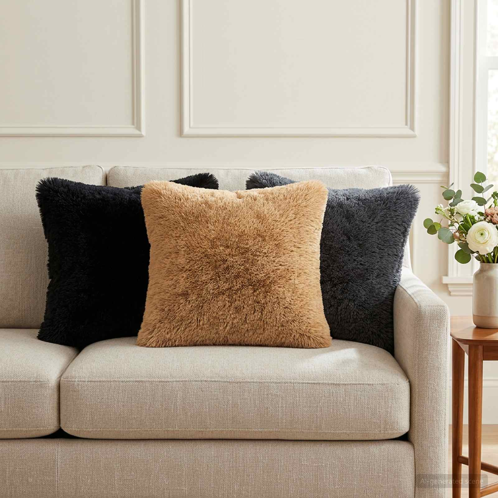 vidaXL Cushion with Pillow HEERLEN 6 pcs Anthracite PV Fleece 1