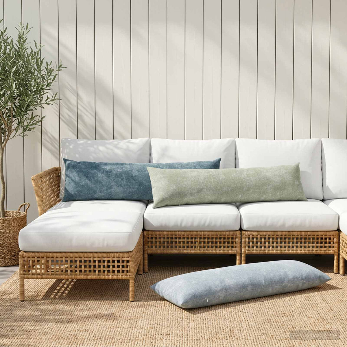 vidaXL Throw Pillow HEERLEN Light Blue 40 x 145 cm Chenille Fabric 1