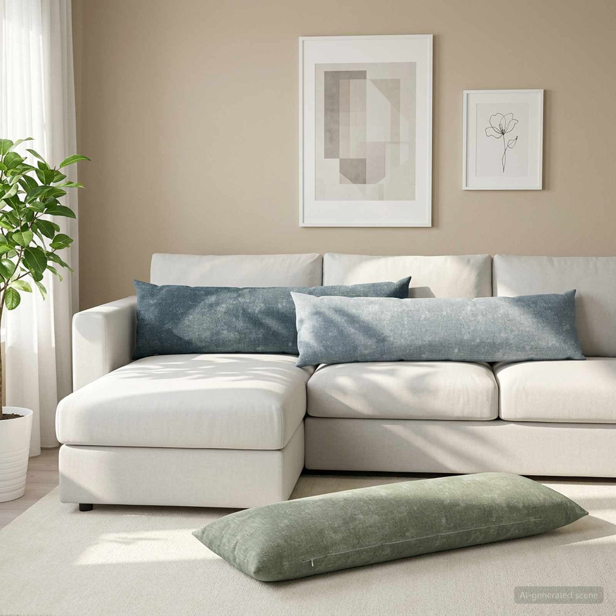 vidaXL Throw Pillow HEERLEN Green 40 x 145 cm Chenille Fabric 3