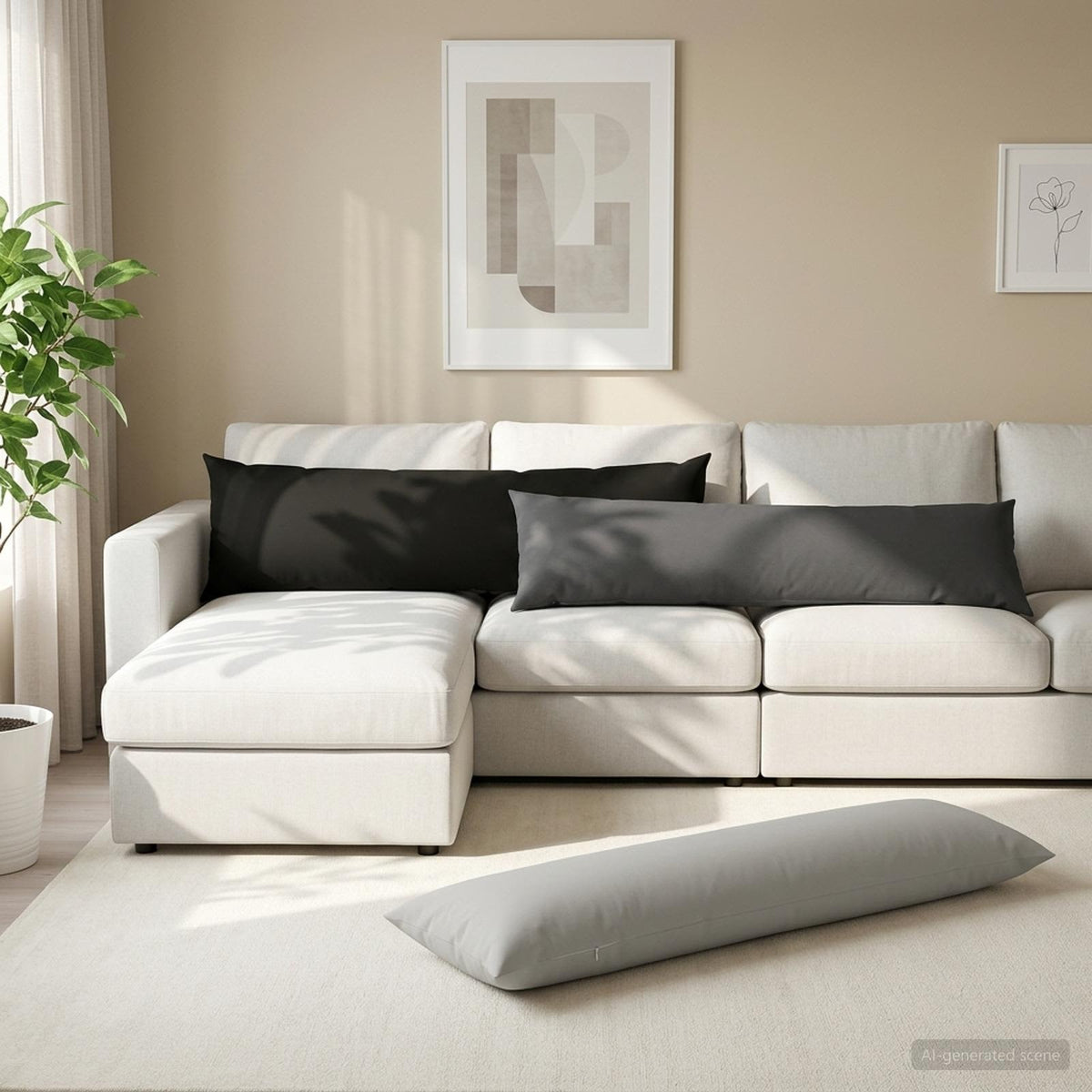 vidaXL Cushion with Pillow HEERLEN Grey 40 x 145 cm Polyester 3