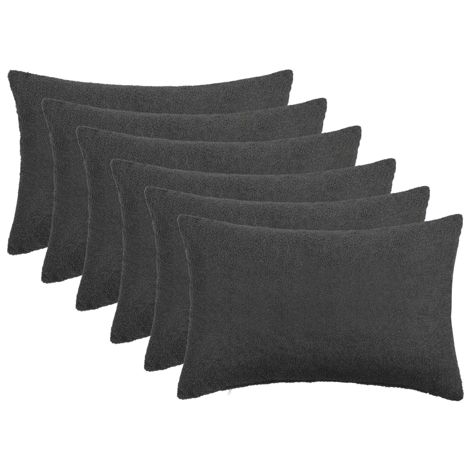 vidaXL Cushion Cover 6 pcs HEERLEN Dark Grey 40 x 60 cm Bouclé 1