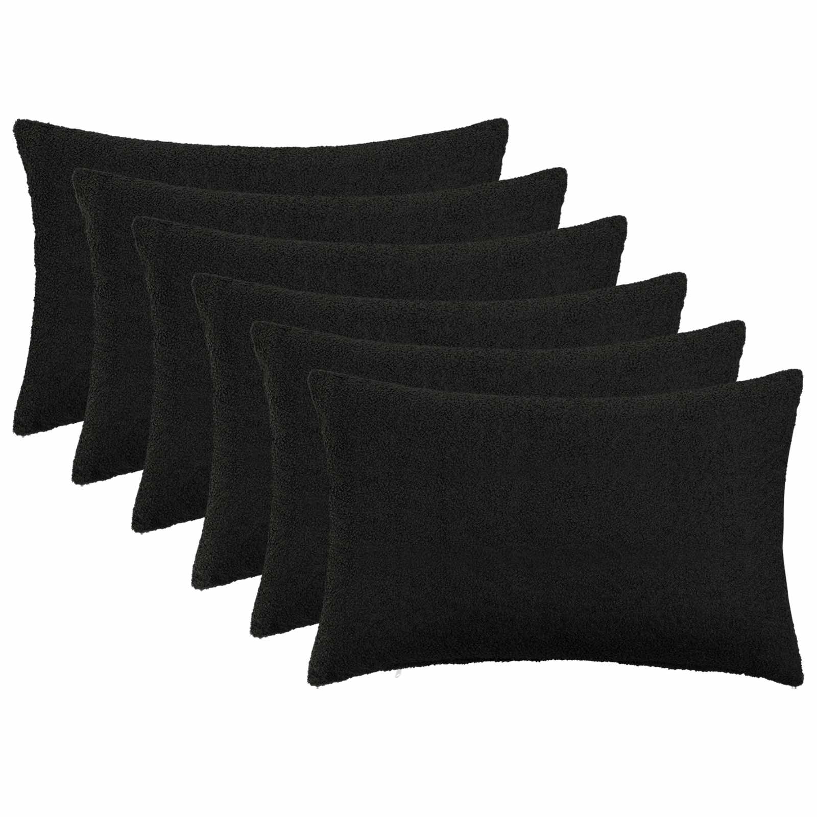 vidaXL Cushion Cover 6 pcs HEERLEN Black 40 x 60 cm Bouclé 1