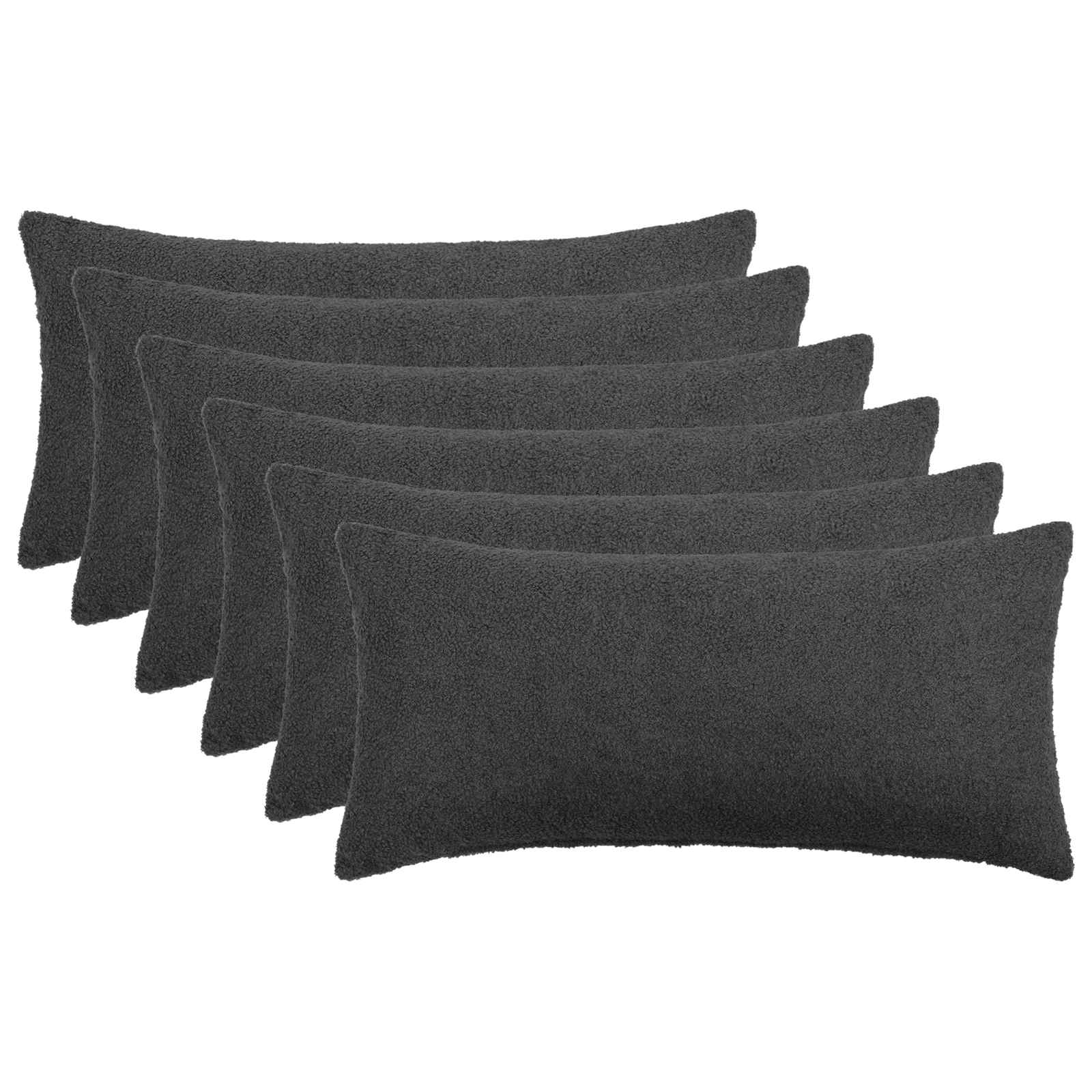 vidaXL Cushion Cover 6 pcs HEERLEN Dark Grey 40 x 80 cm Bouclé 1