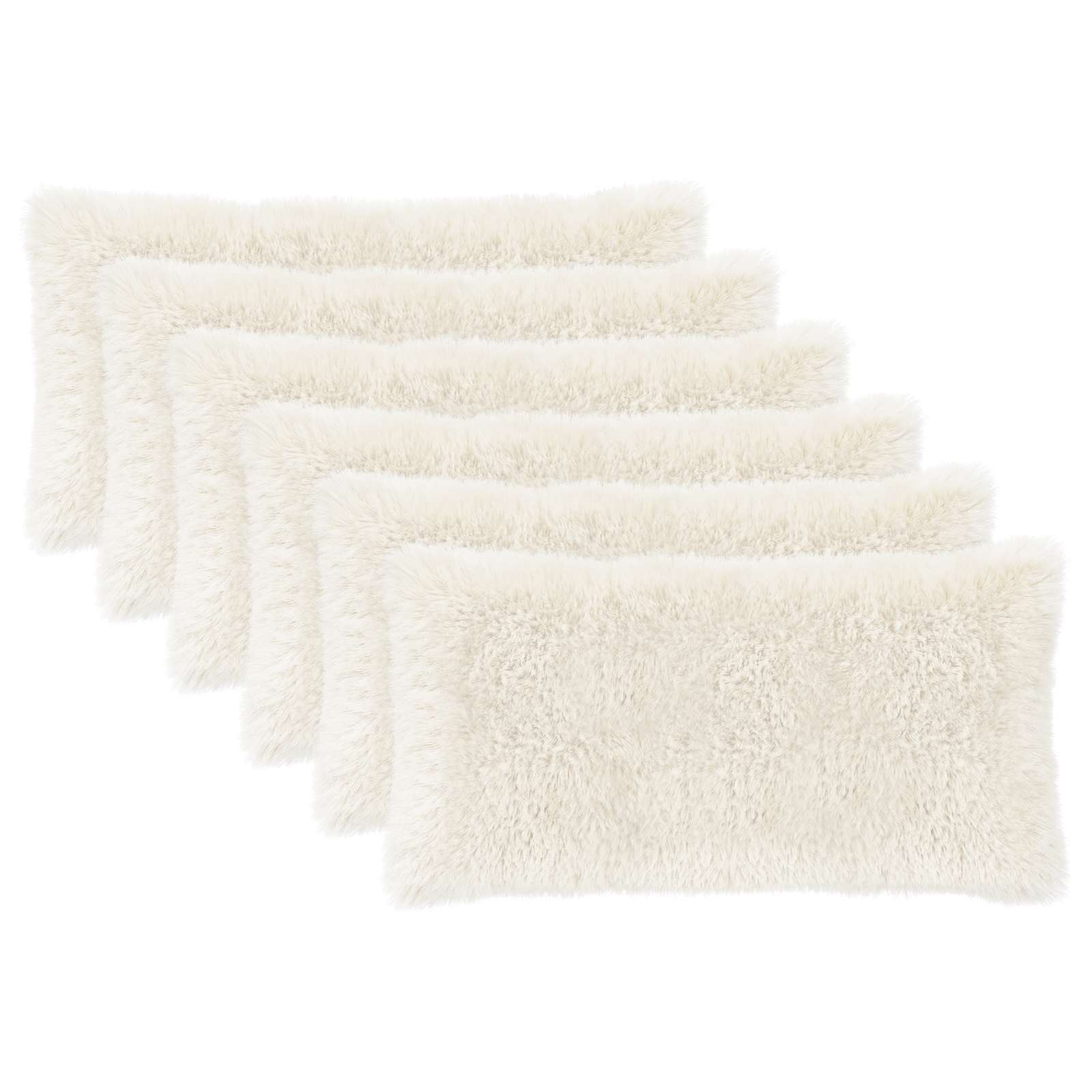 vidaXL Cushion Cover 6 pcs HEERLEN White 40 x 80 cm PV Fleece 2