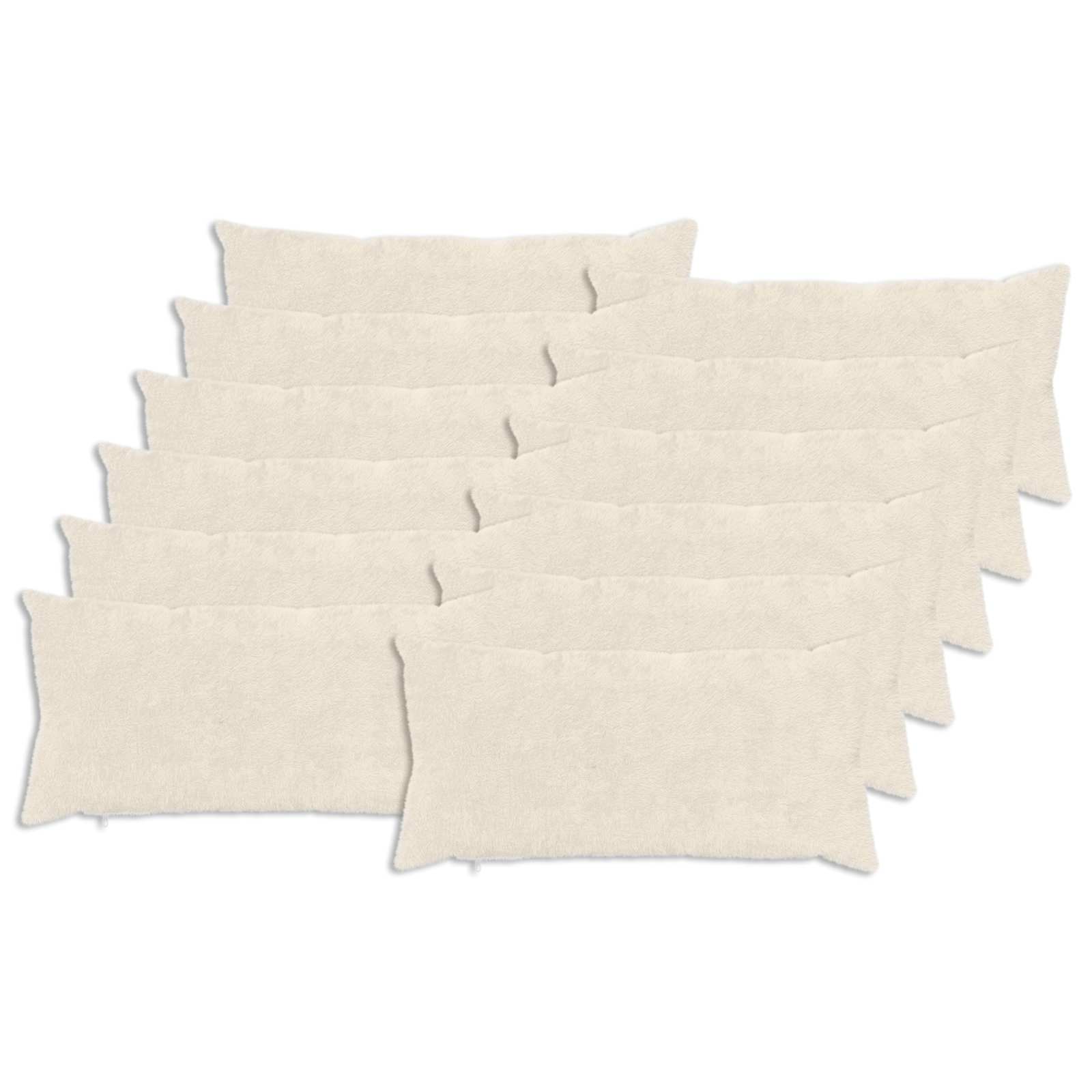 vidaXL Cushion Cover 12 pcs HEERLEN White 40 x 80 cm Faux Rabbit Fur 2
