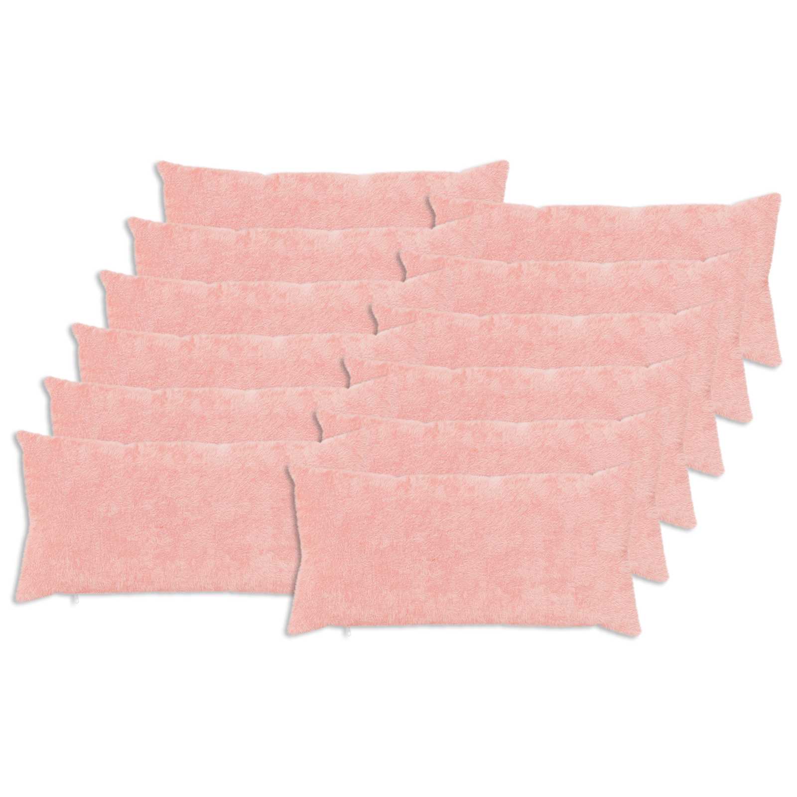 vidaXL Cushion Cover 12 pcs HEERLEN Pink 40 x 80 cm Faux Rabbit Fur 2