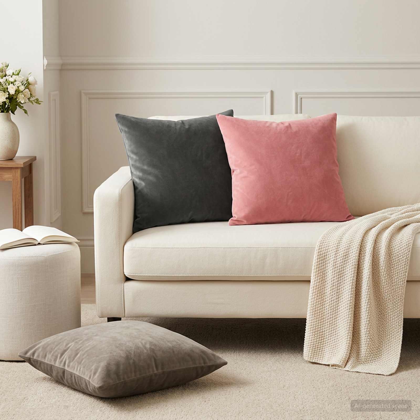 vidaXL Cushion with Pillow HEERLEN 6 pcs Pink Velvet 1