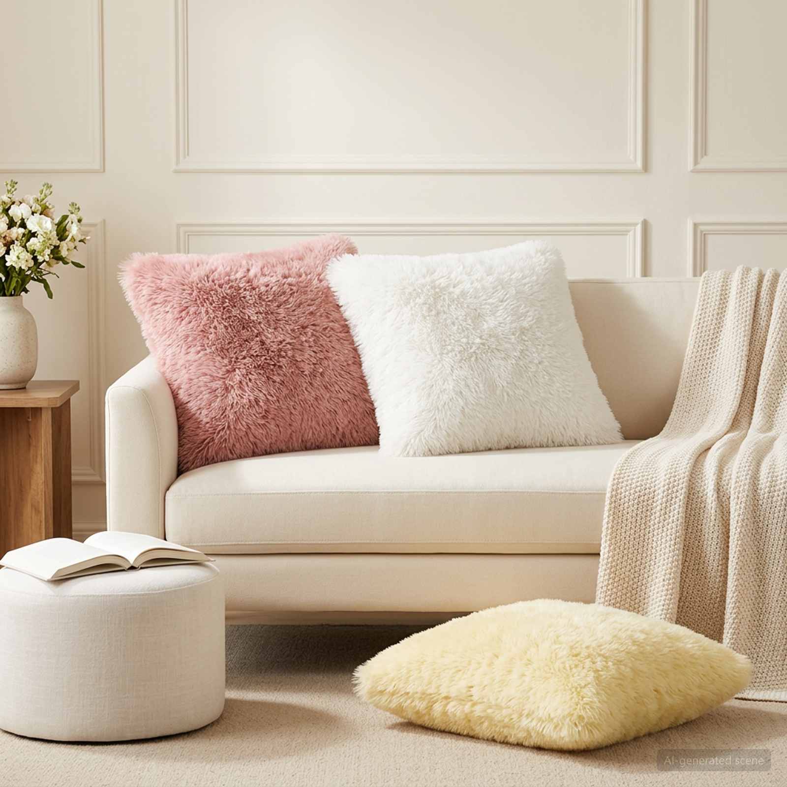 vidaXL Cushion Cover 12 pcs HEERLEN White 45 x 45 cm PV Fleece 1