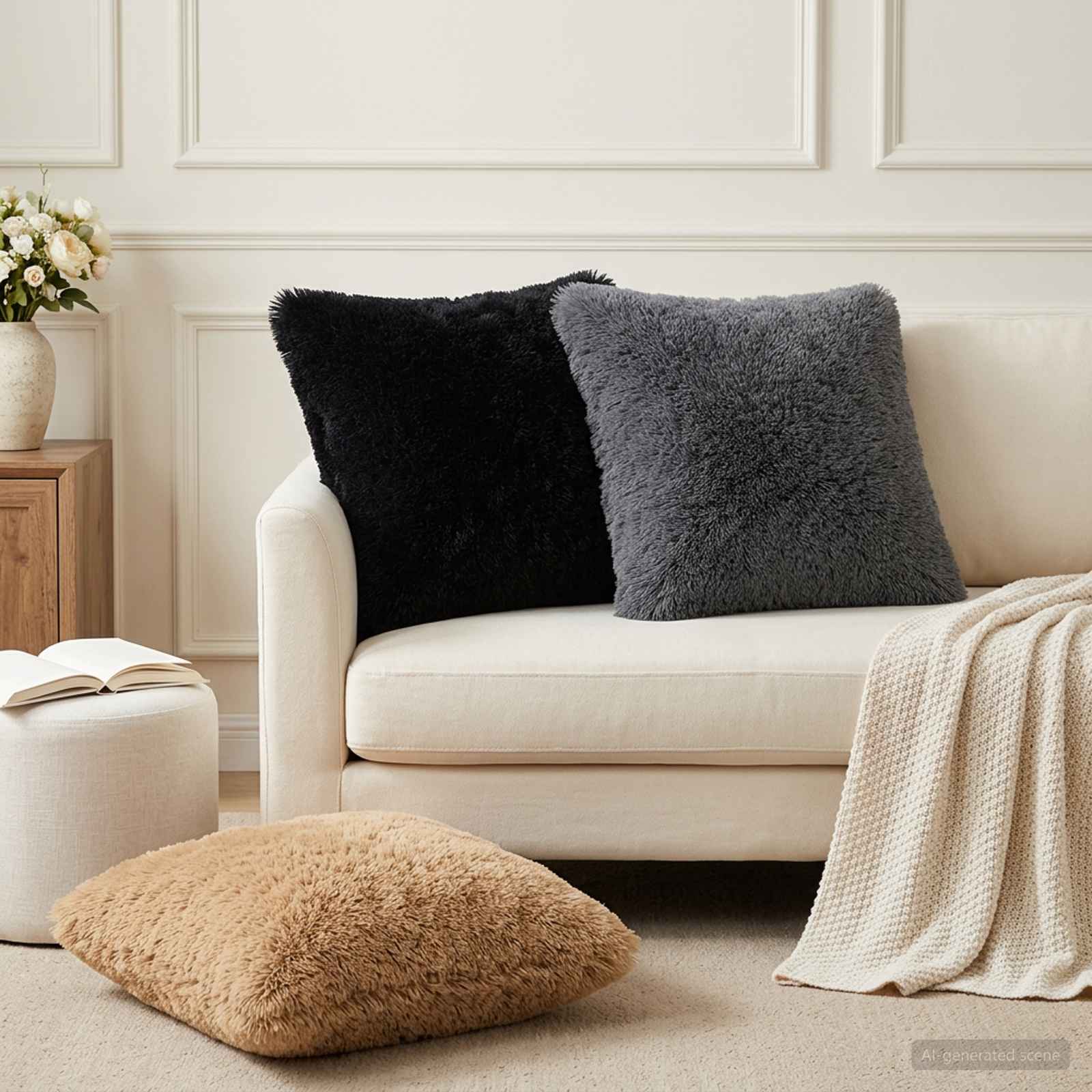 vidaXL Cushion Cover 12 pcs HEERLEN Taupe 45 x 45 cm PV Fleece 1