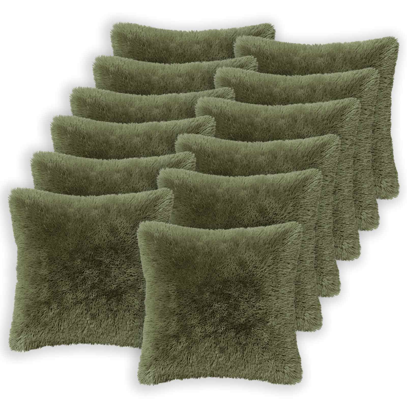 vidaXL Cushion Cover 12 pcs HEERLEN Green 45 x 45 cm PV Fleece 2
