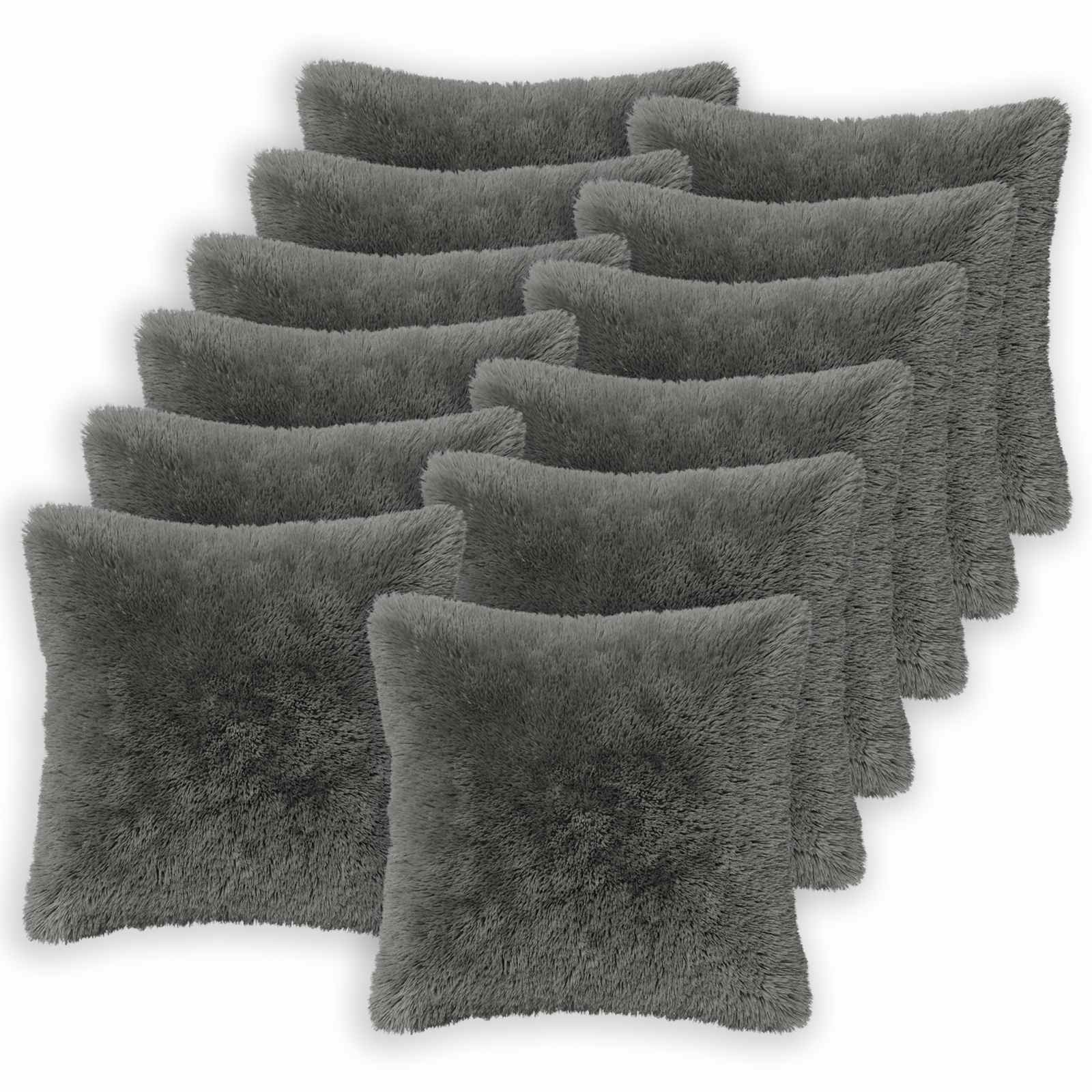 vidaXL Cushion Cover 12 pcs HEERLEN Light Grey 45 x 45 cm PV Fleece 2